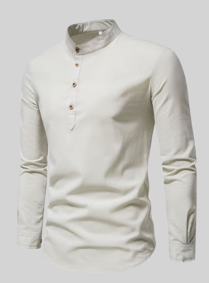 Chemise homme à col mao et manches longues 2