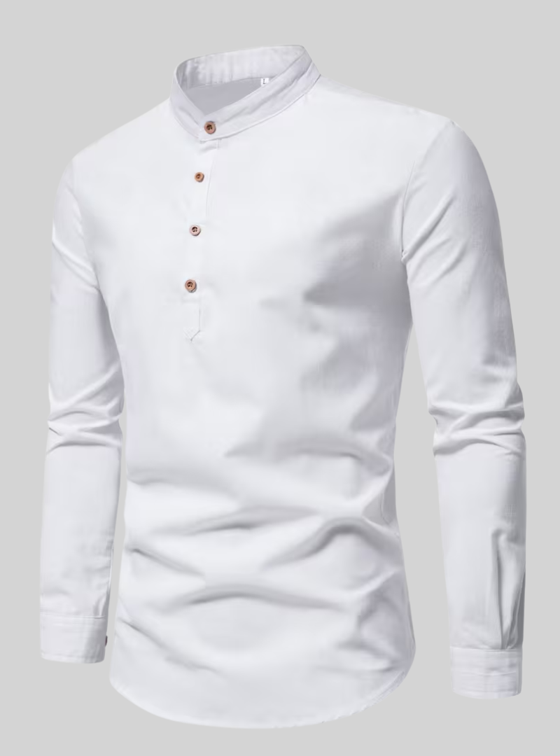 Chemise homme à col mao et manches longues 3