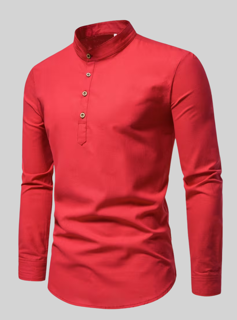 Chemise homme à col mao et manches longues 4