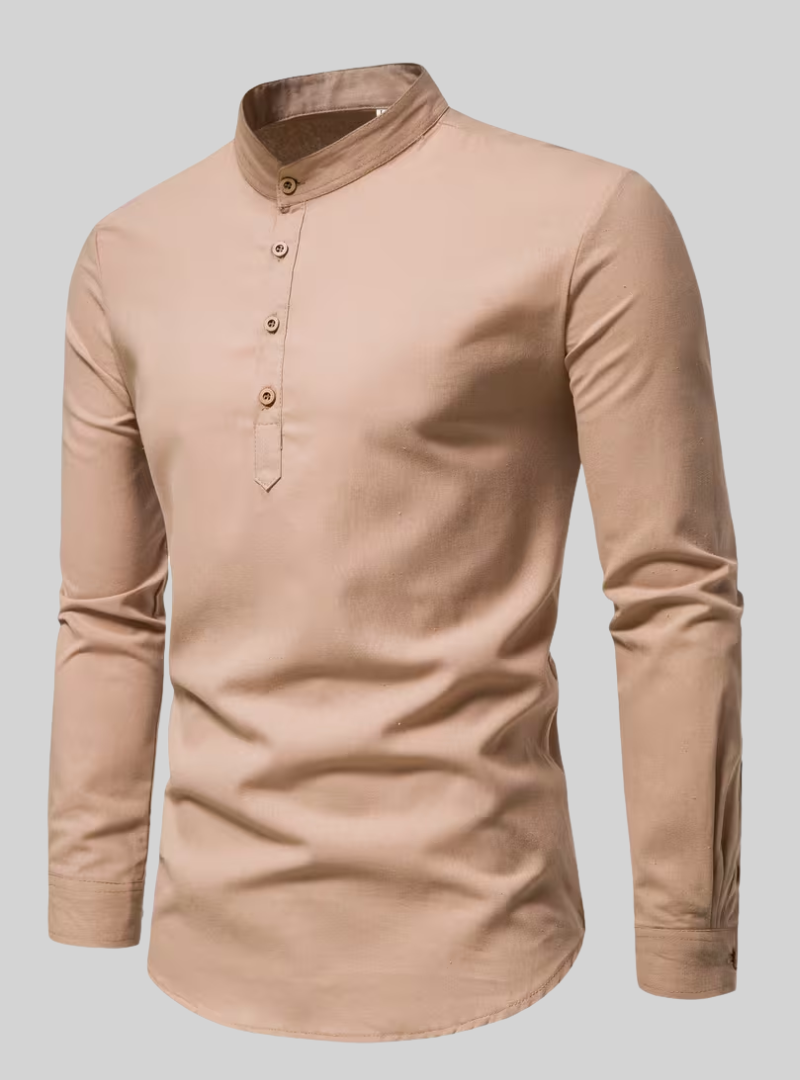 Chemise homme à col mao et manches longues 5
