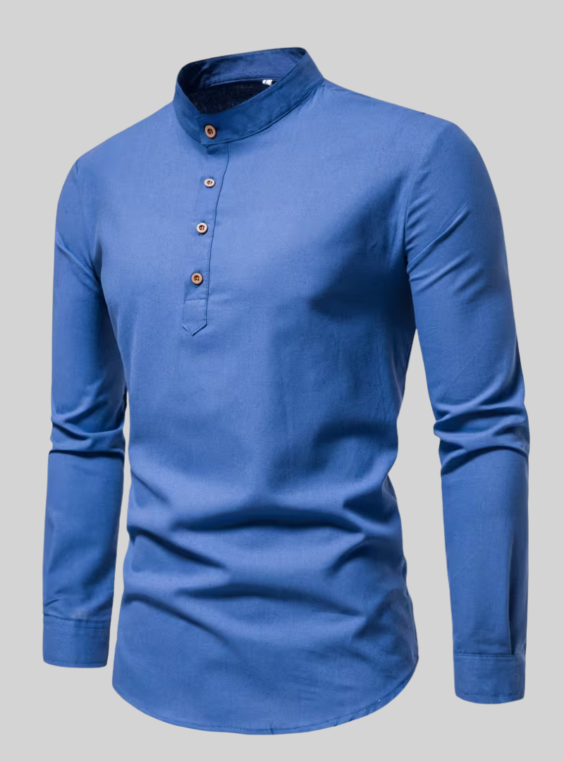 Chemise homme à col mao et manches longues 6