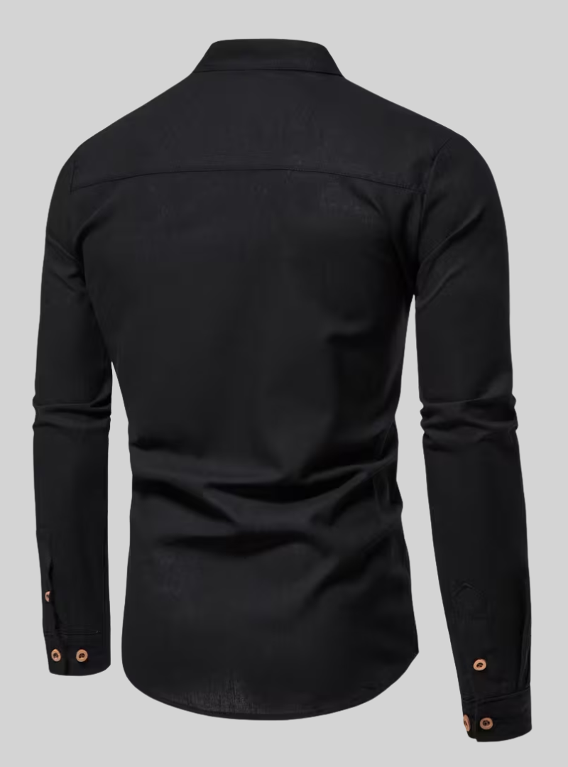 Chemise homme à col mao et manches longues 7