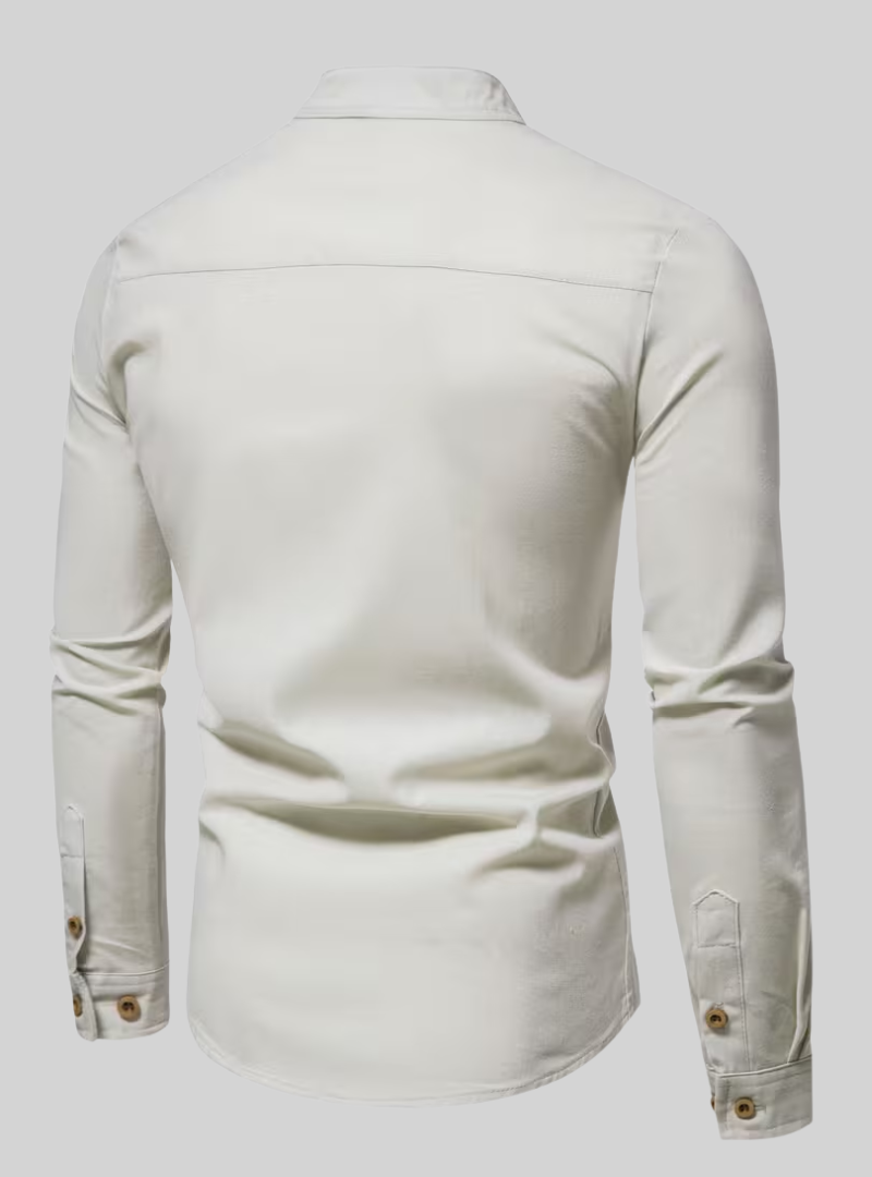Chemise homme à col mao et manches longues 8