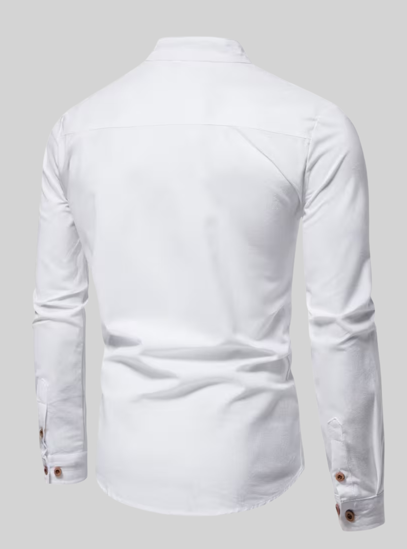 Chemise homme à col mao et manches longues 9