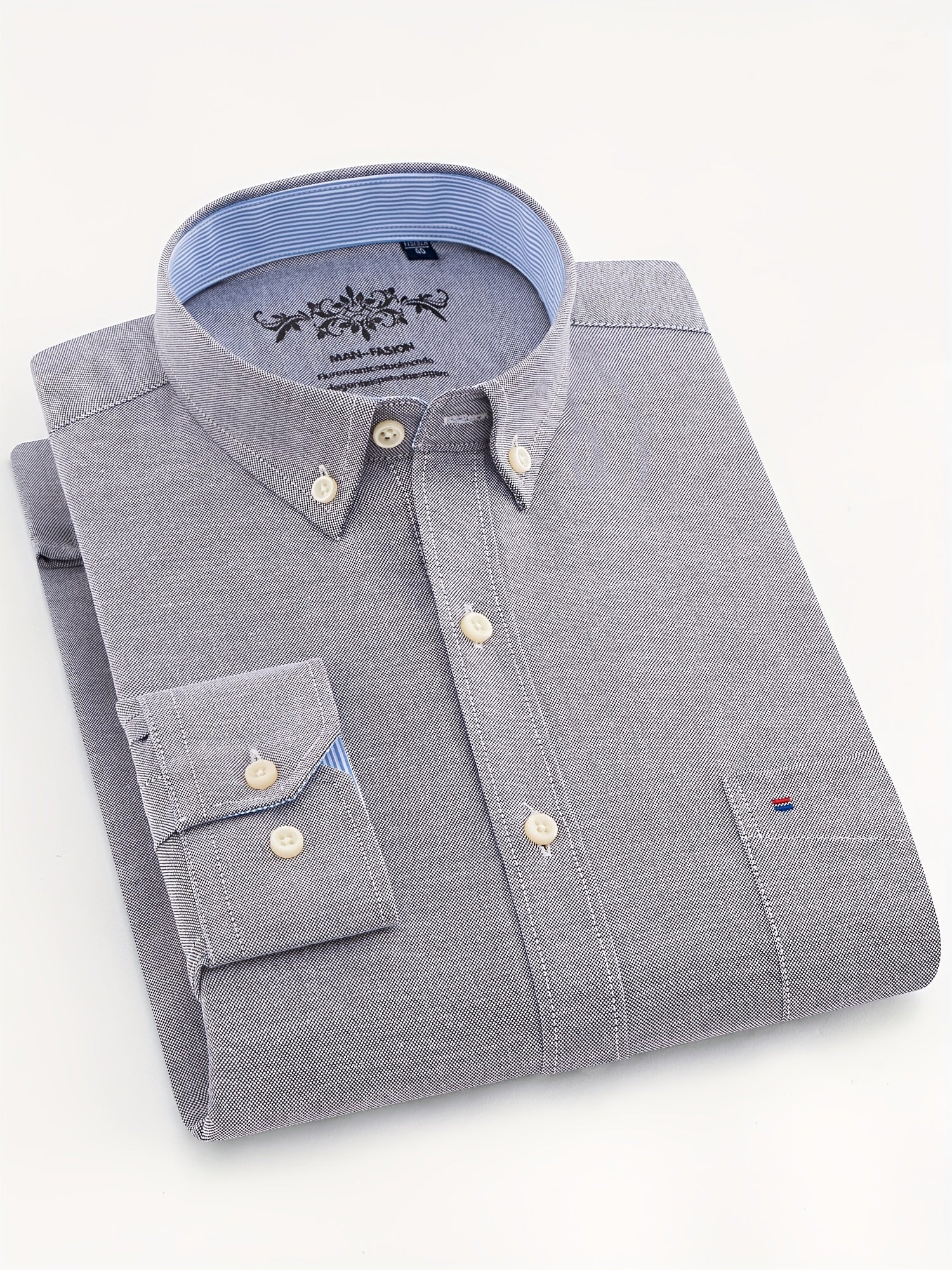 Chemise homme à manches longues col boutonné et poche poitrine 5