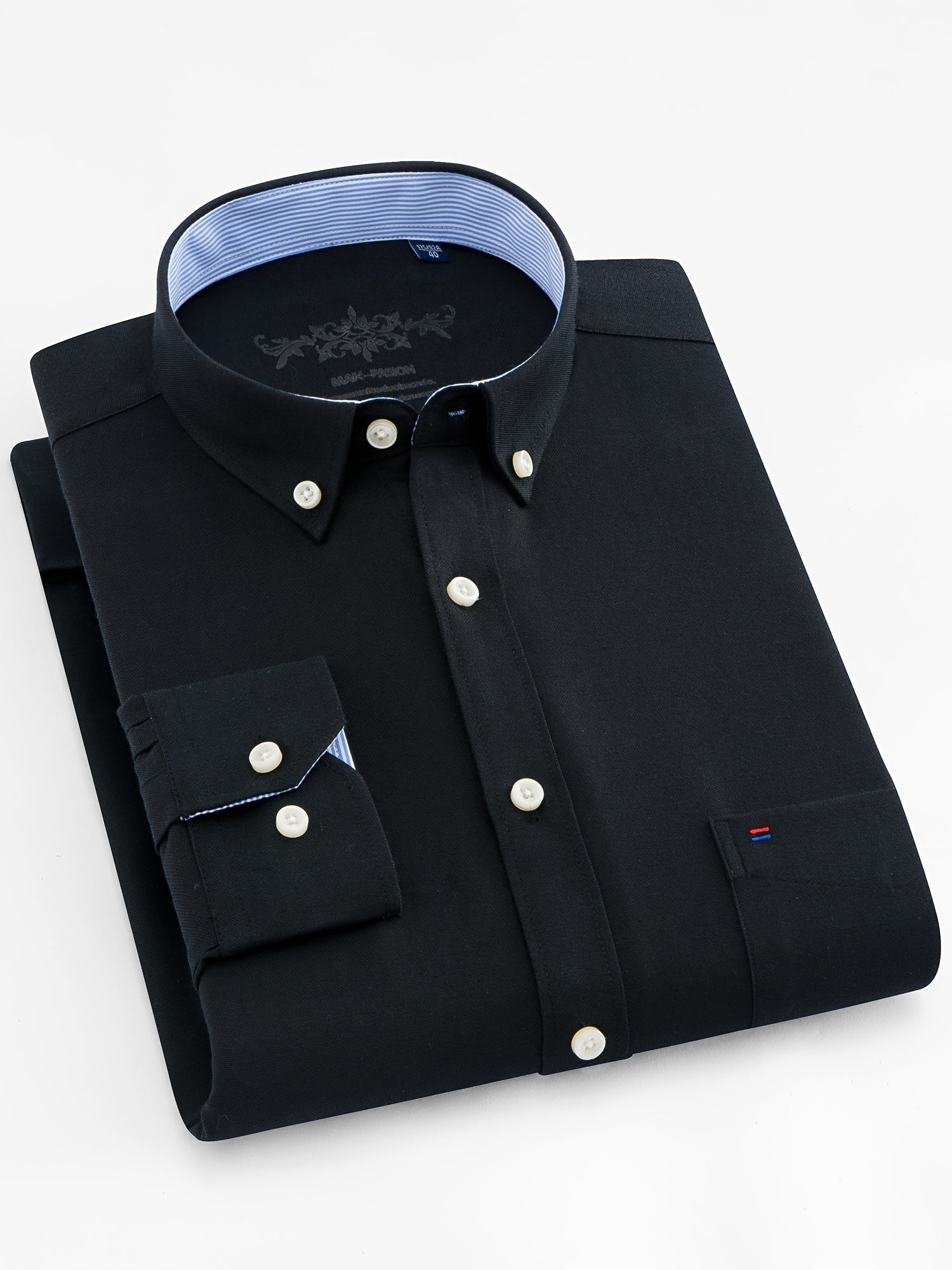 Chemise homme à manches longues col boutonné et poche poitrine 6
