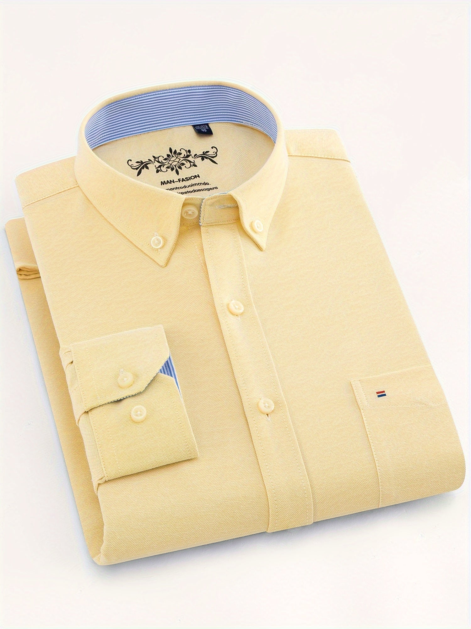 Chemise homme à manches longues col boutonné et poche poitrine 7