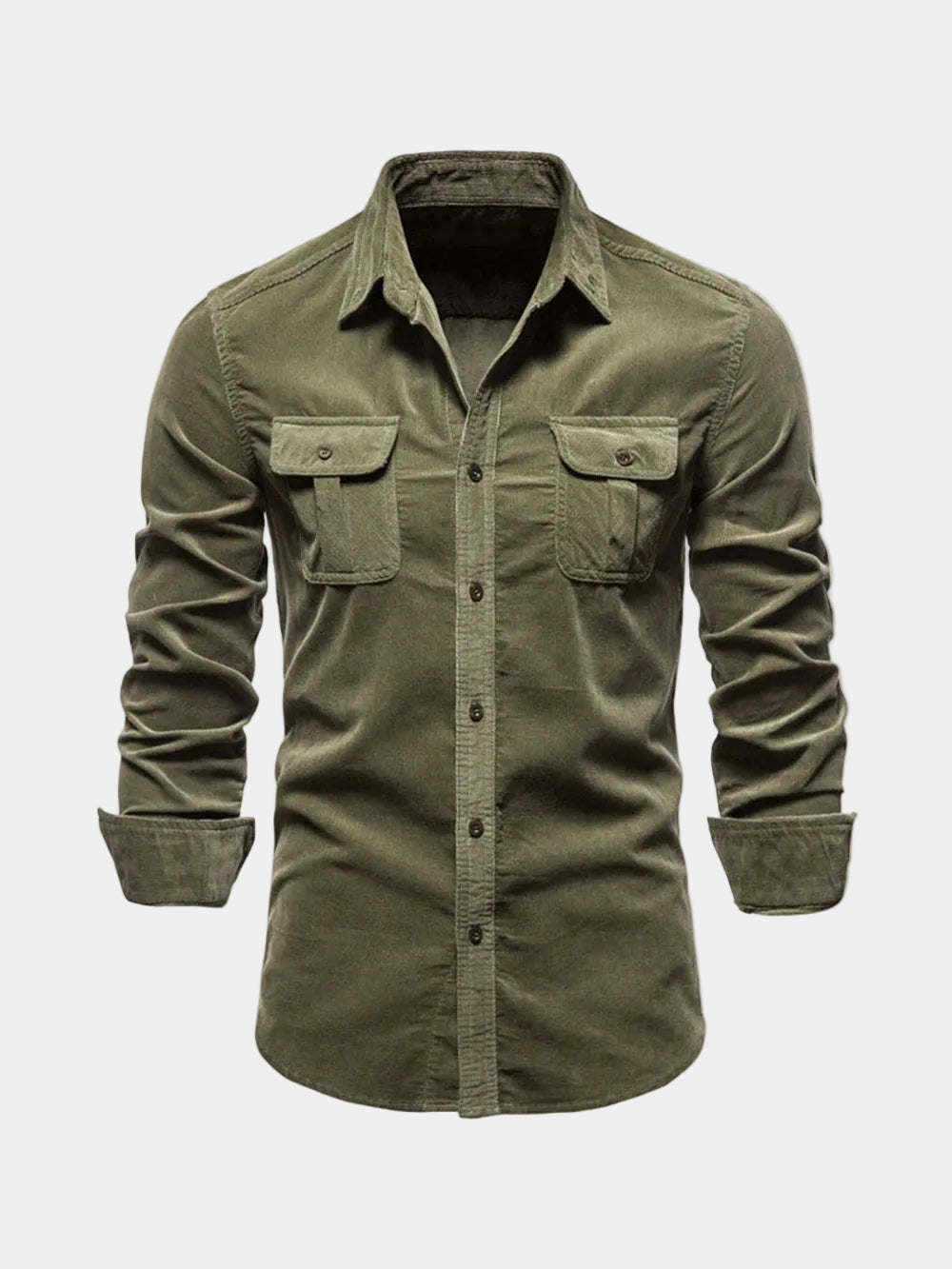 Chemise homme à manches longues col classique et poches poitrine à rabat 2