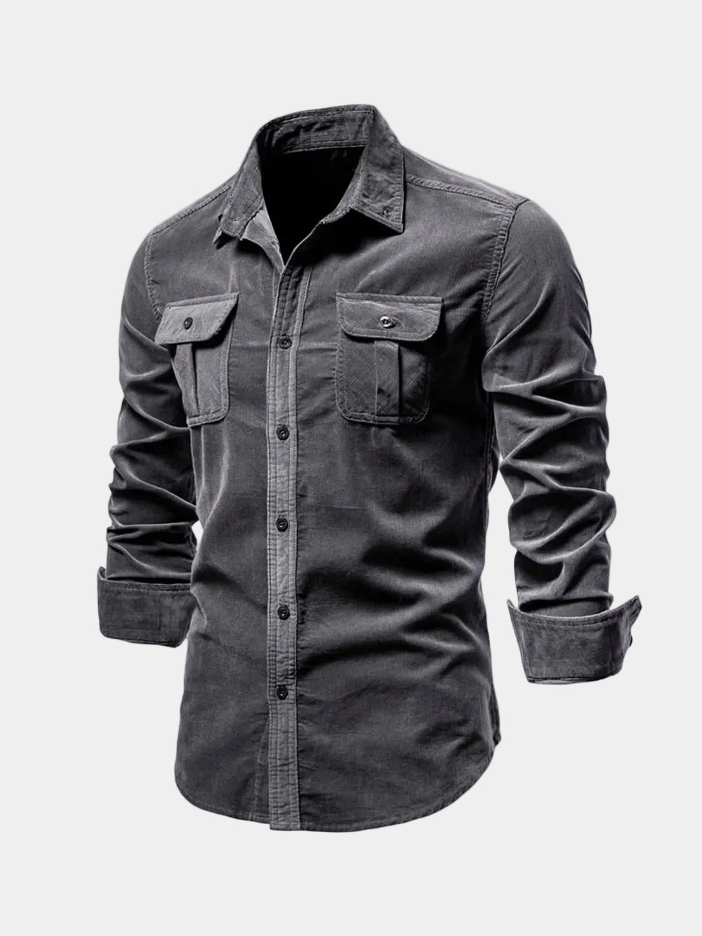 Chemise homme à manches longues col classique et poches poitrine à rabat 4