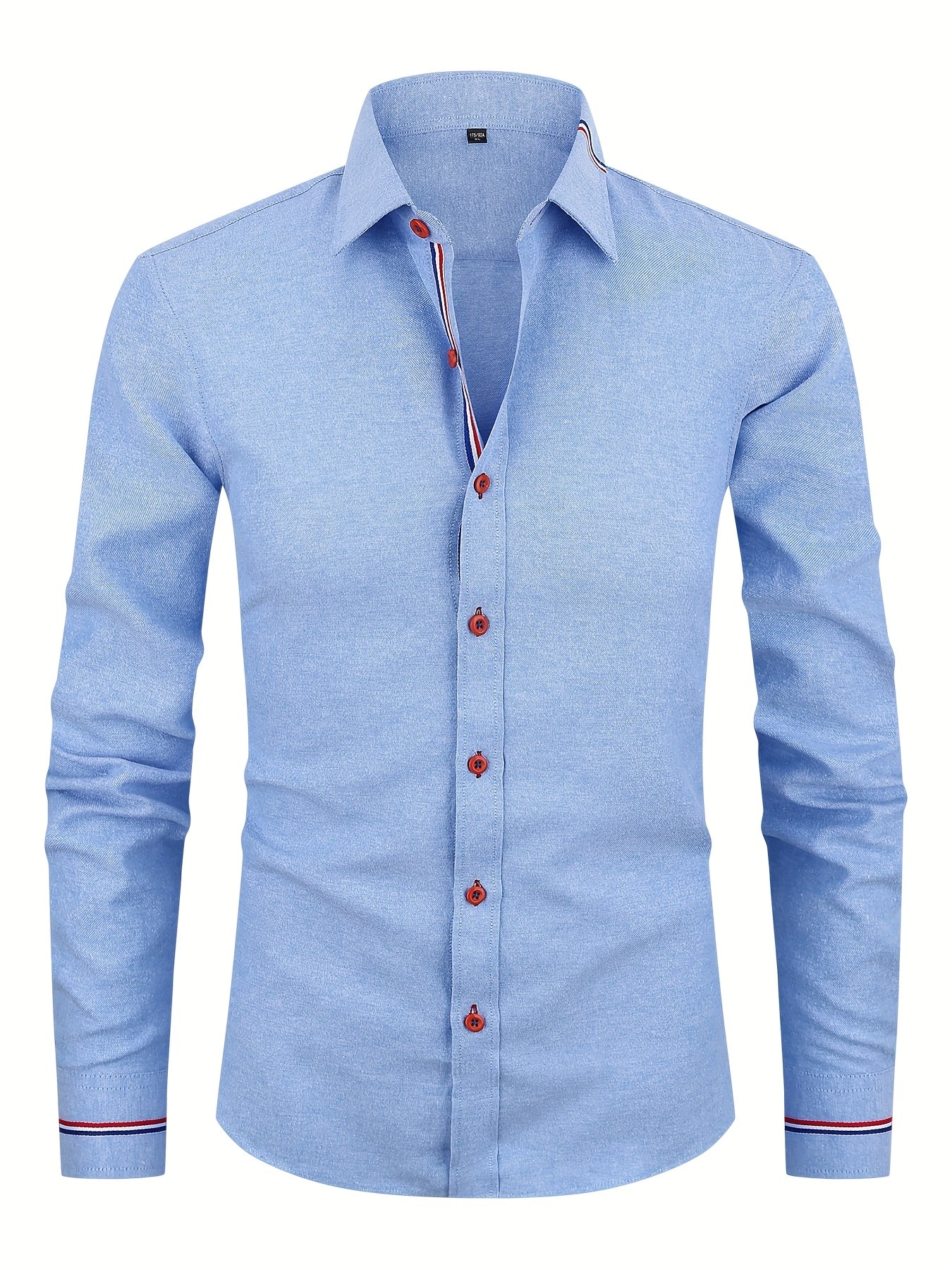 Chemise homme à manches longues col classique et poignets rayés 1