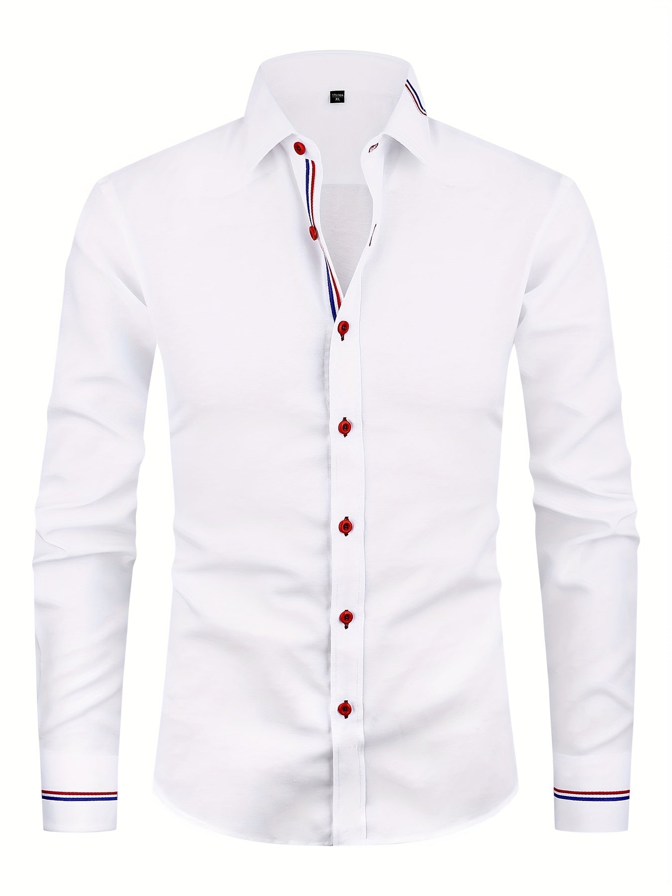 Chemise homme à manches longues col classique et poignets rayés 2