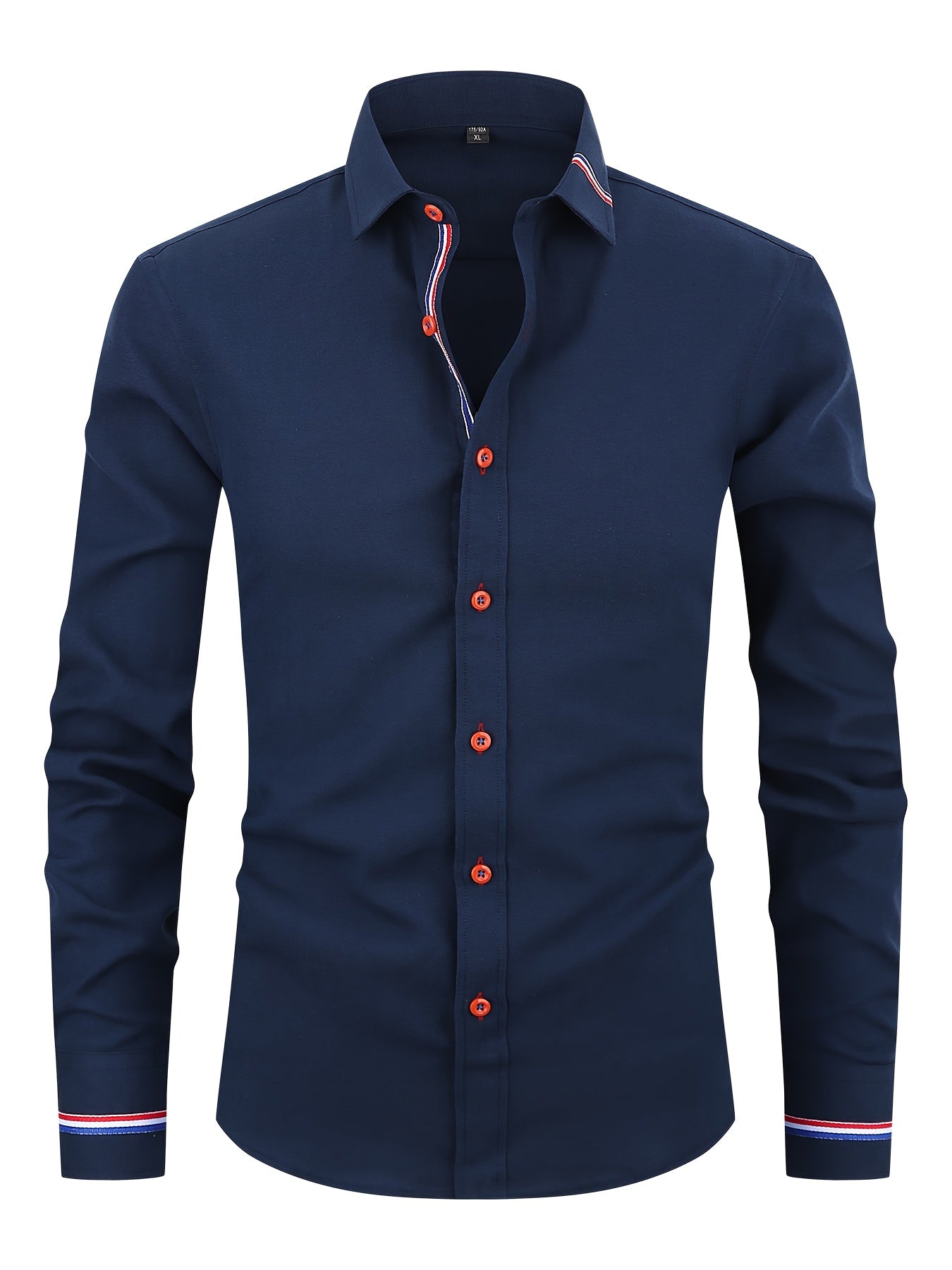 Chemise homme à manches longues col classique et poignets rayés 3