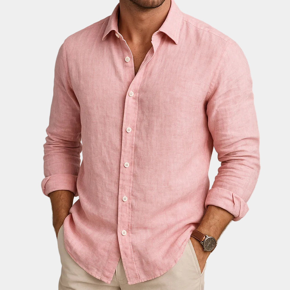 Chemise homme boutonnée à col classique et manches longues 1