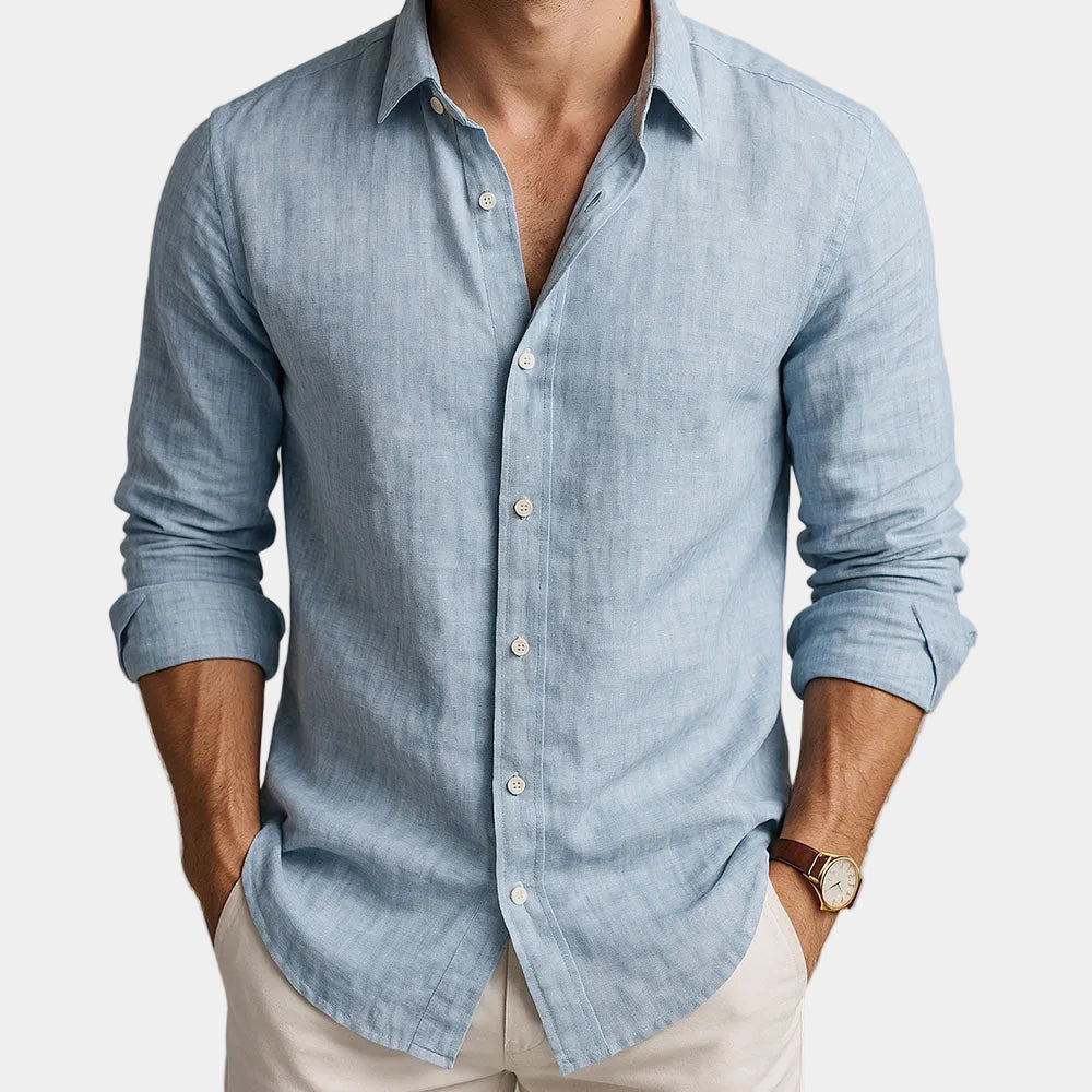 Chemise homme boutonnée à col classique et manches longues 2