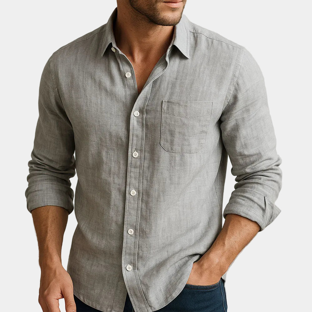 Chemise homme boutonnée à col classique et manches longues 3