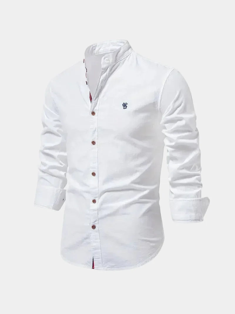 Chemise homme col mao à manches longues boutonnée 2