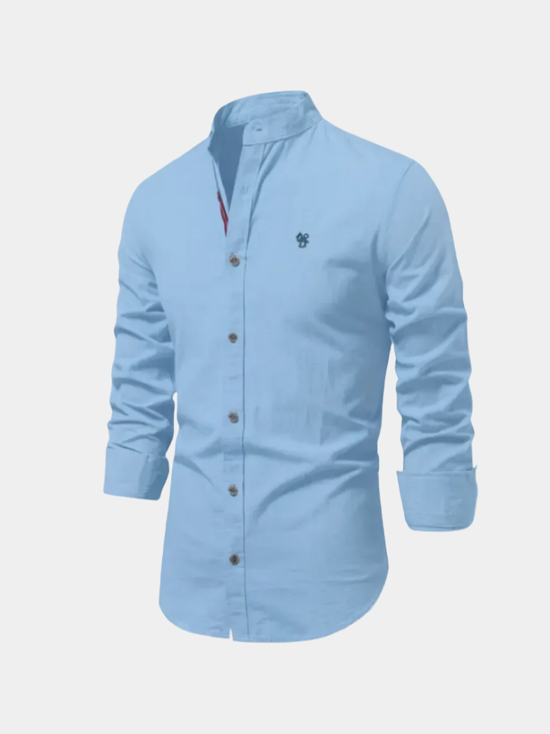 Chemise homme col mao à manches longues boutonnée 3