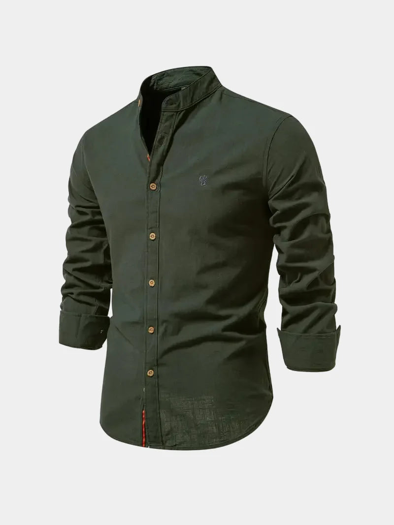 Chemise homme col mao à manches longues boutonnée 4