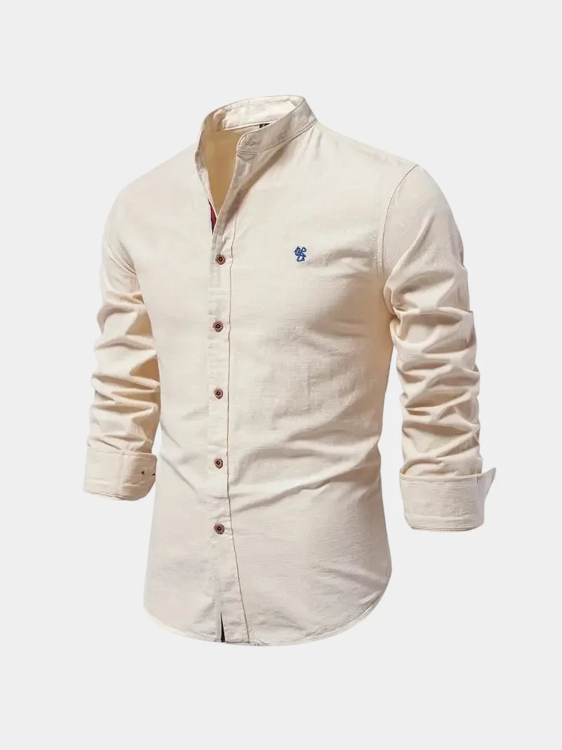 Chemise homme col mao à manches longues boutonnée 5