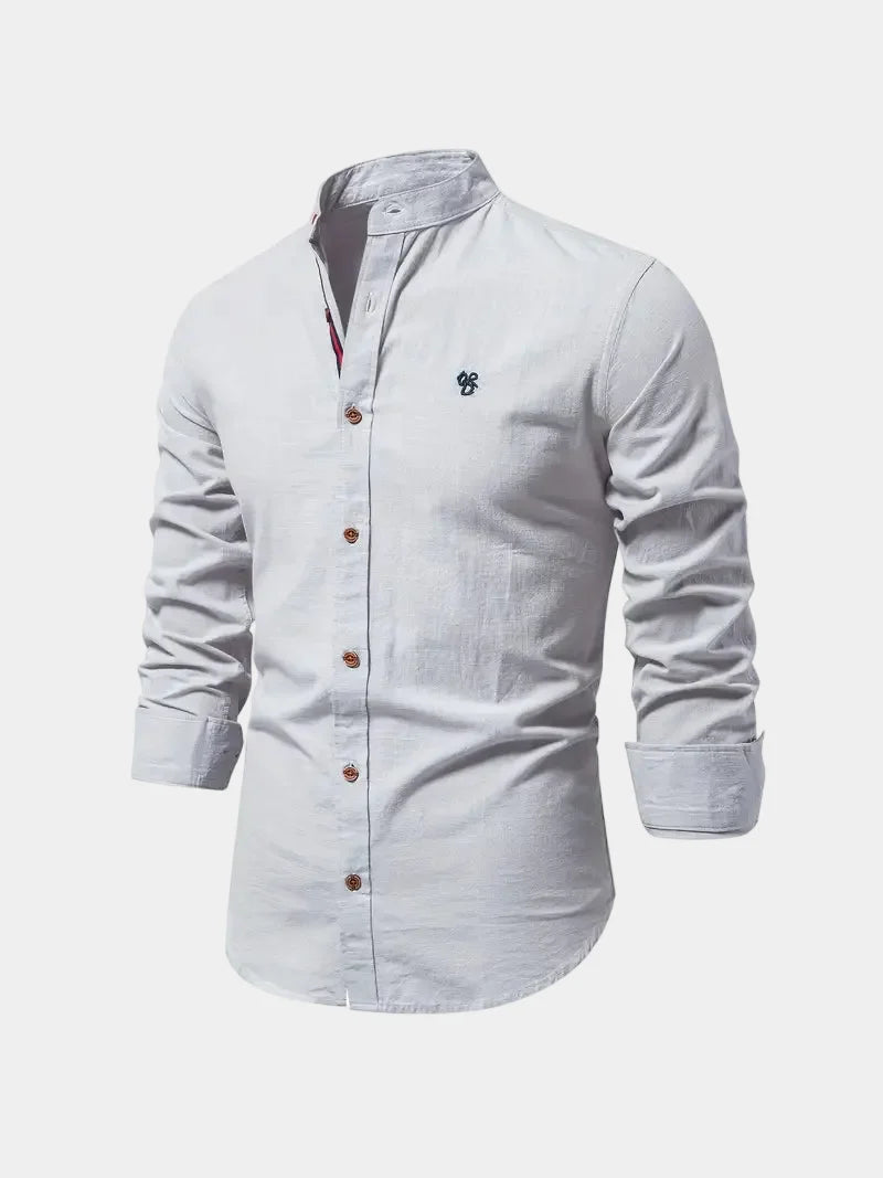 Chemise homme col mao à manches longues boutonnée 7