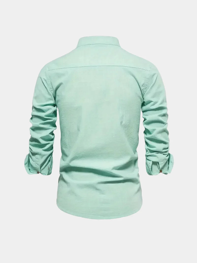 Chemise homme col mao à manches longues boutonnée 9