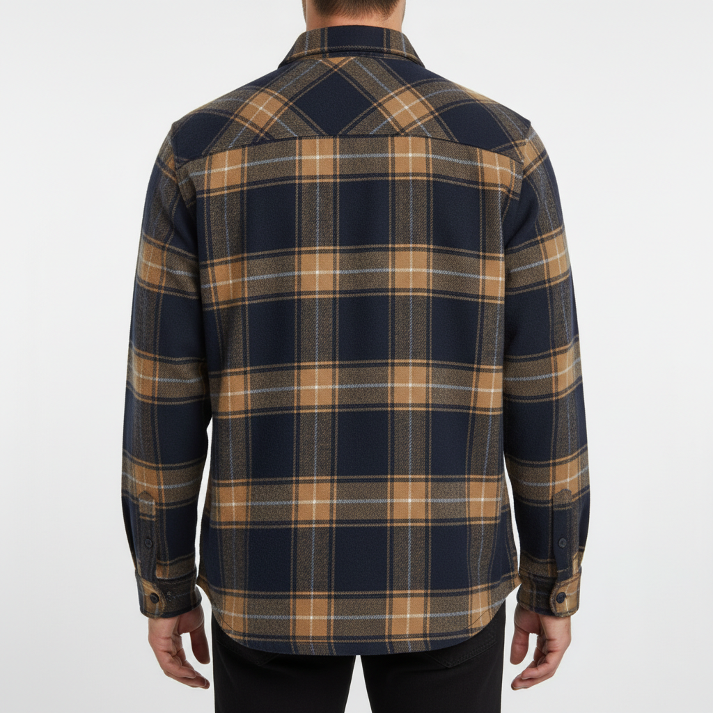 Chemise homme en flanelle de coton à carreaux à manches longues 14