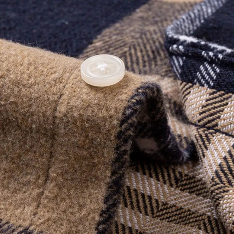 Chemise homme en flanelle de coton à carreaux à manches longues 17