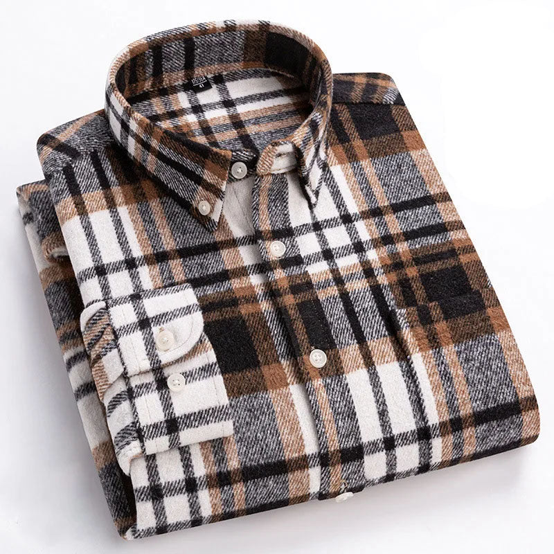 Chemise homme en flanelle de coton à carreaux à manches longues 5