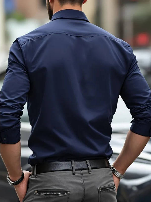 Chemise homme stretch infroissable à manches longues col italien 10