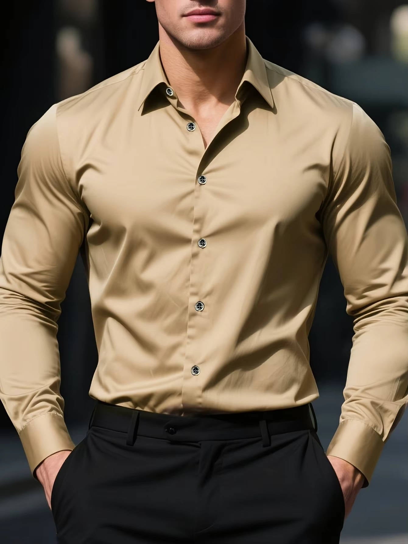 Chemise homme stretch infroissable à manches longues col italien 7