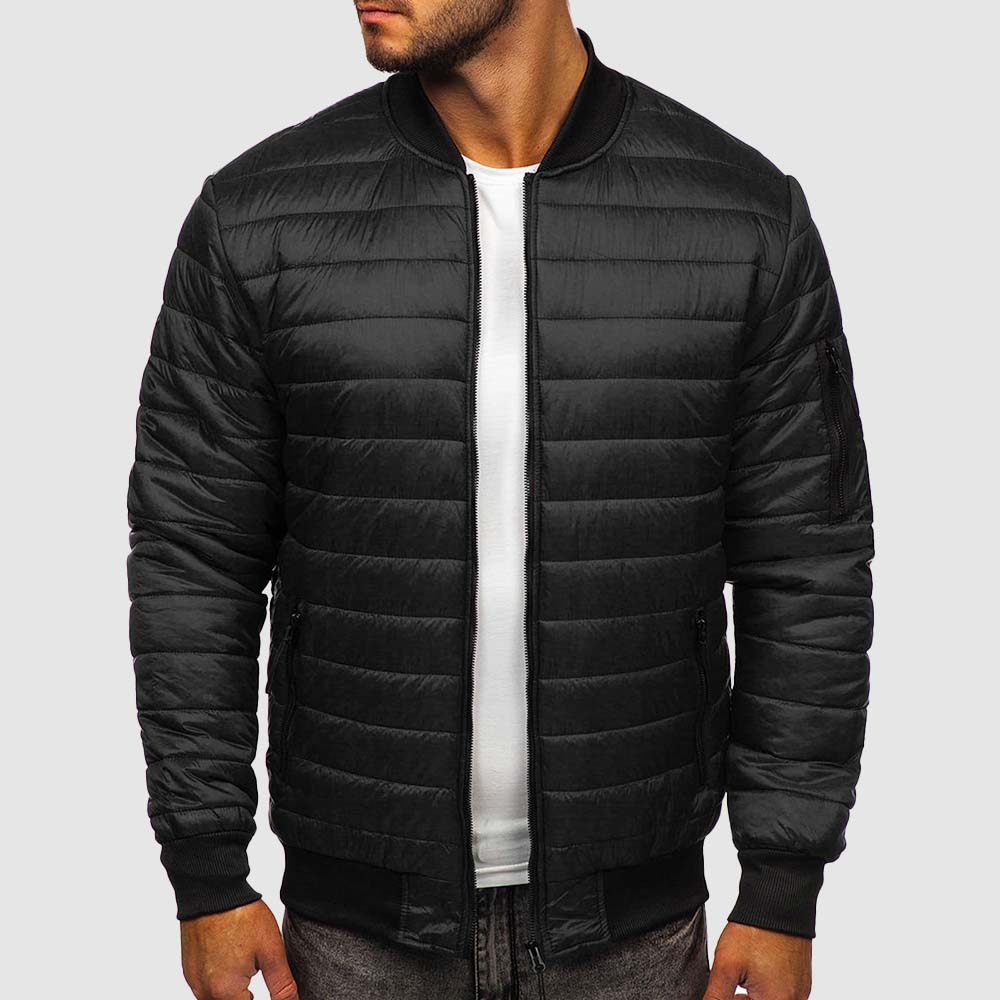 Doudoune homme bomber à col et poignets côtelés en polyester 1