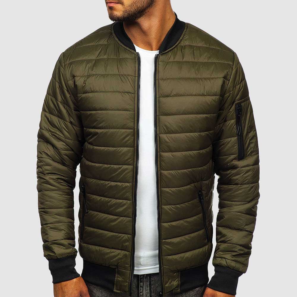 Doudoune homme bomber à col et poignets côtelés en polyester 2