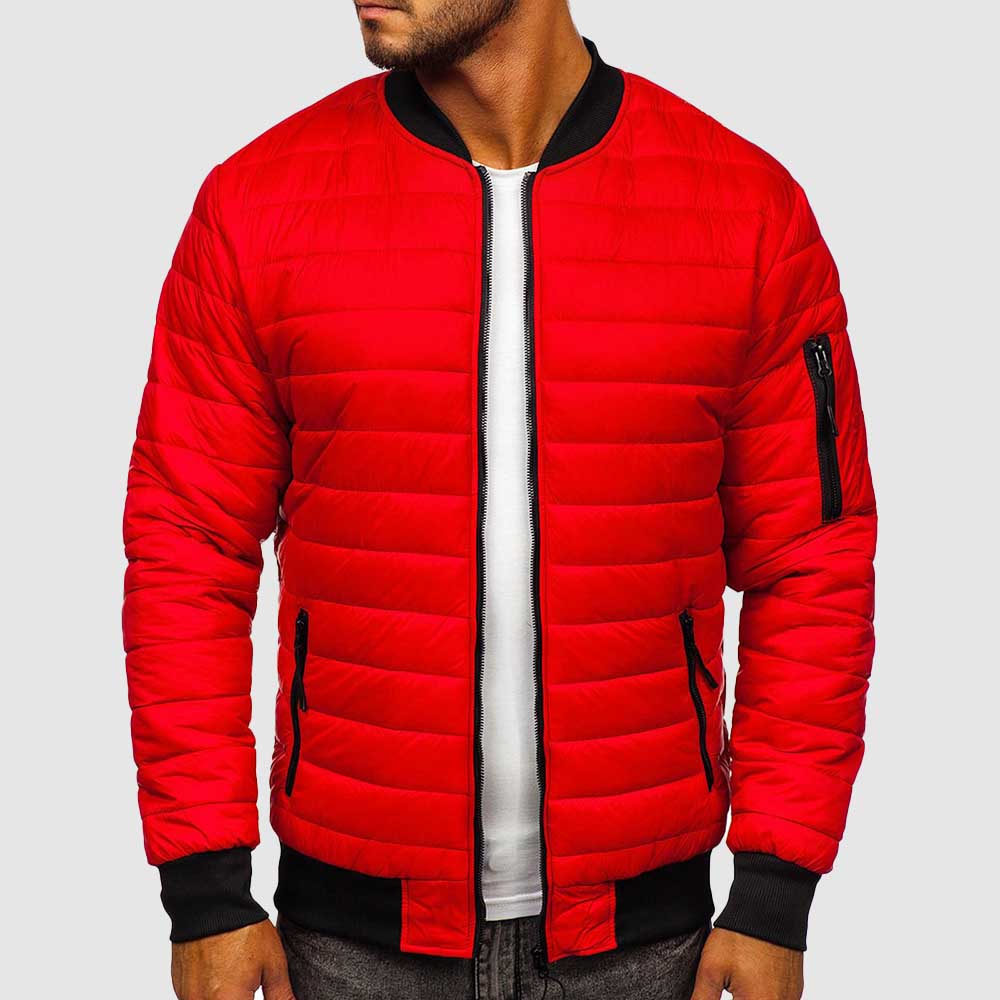 Doudoune homme bomber à col et poignets côtelés en polyester 3
