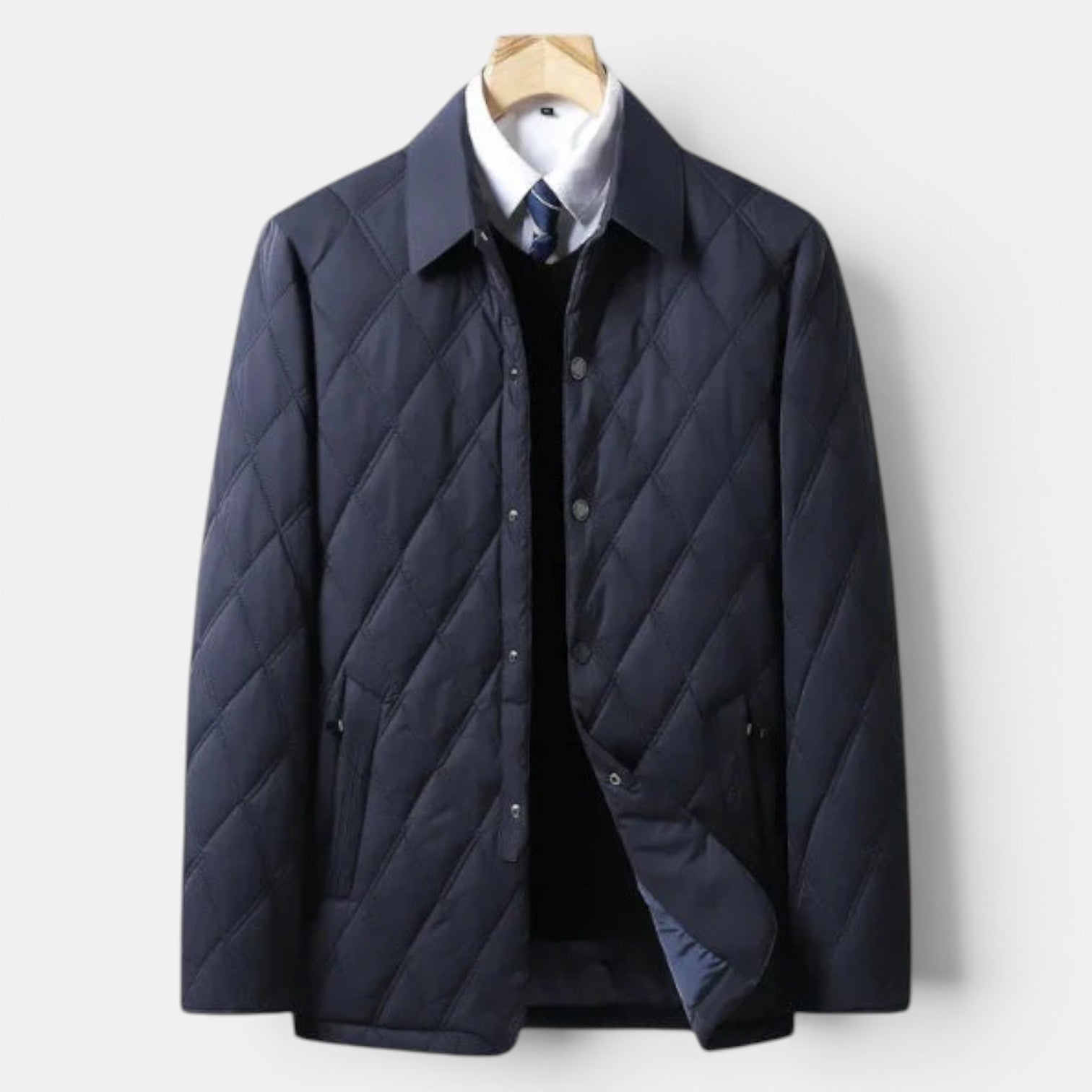 Doudoune homme boutonnée à matelassage losange et col chemise 1