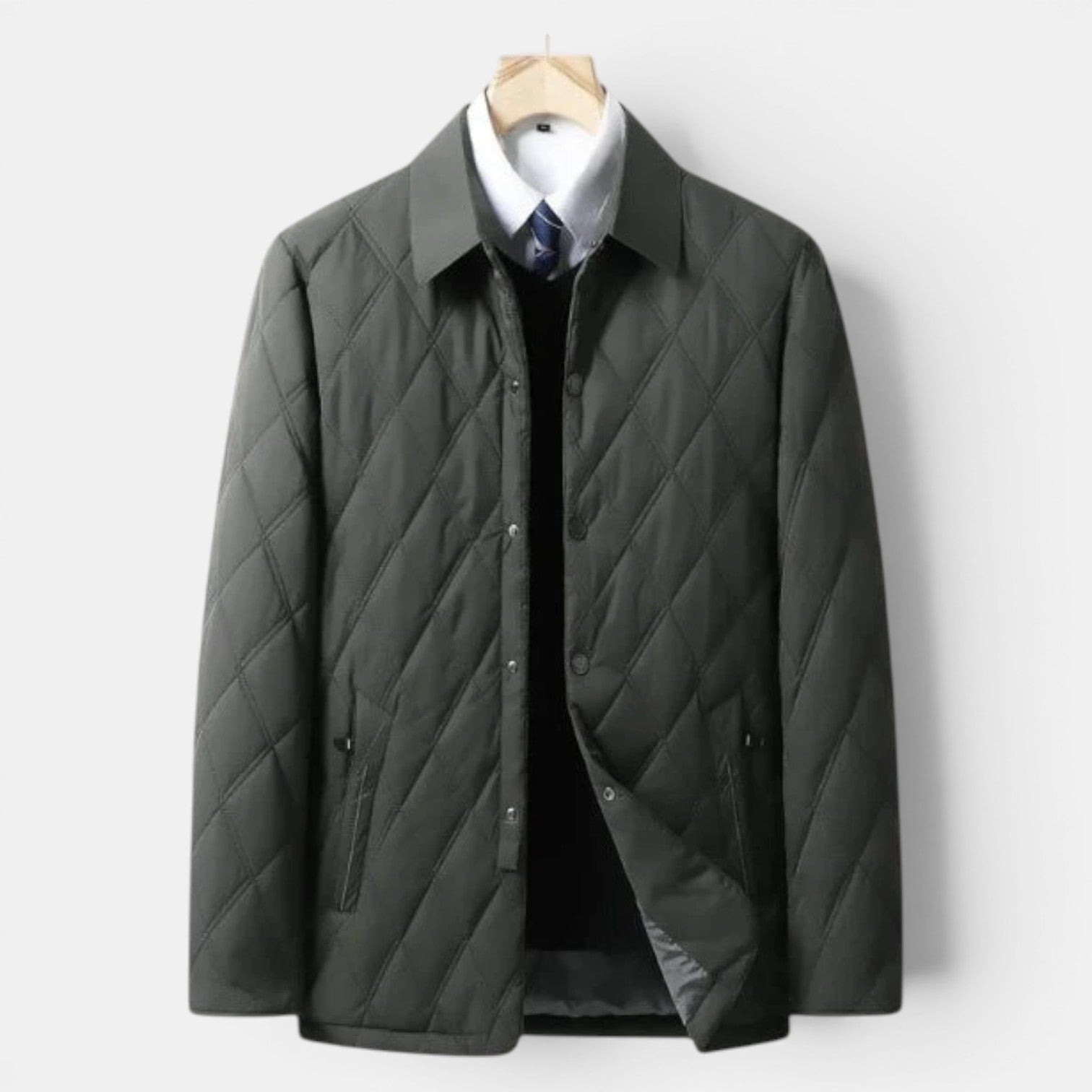 Doudoune homme boutonnée à matelassage losange et col chemise 2