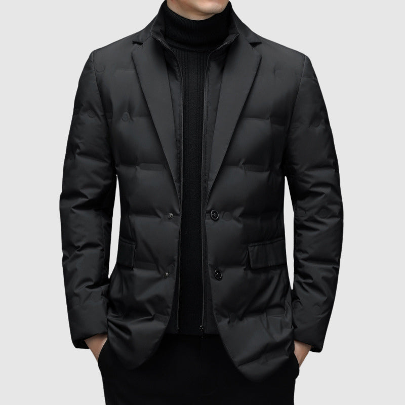Doudoune homme en duvet zippée à col cranté 1