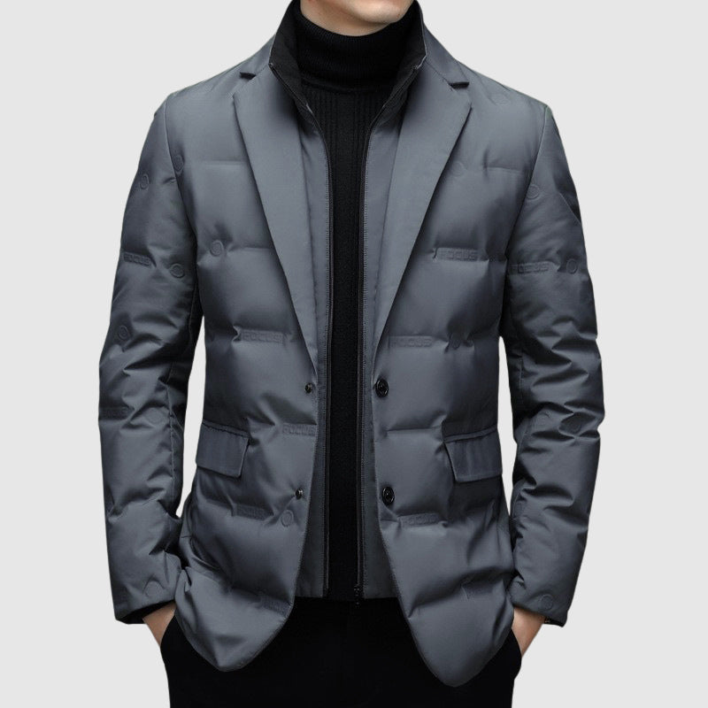 Doudoune homme en duvet zippée à col cranté 2