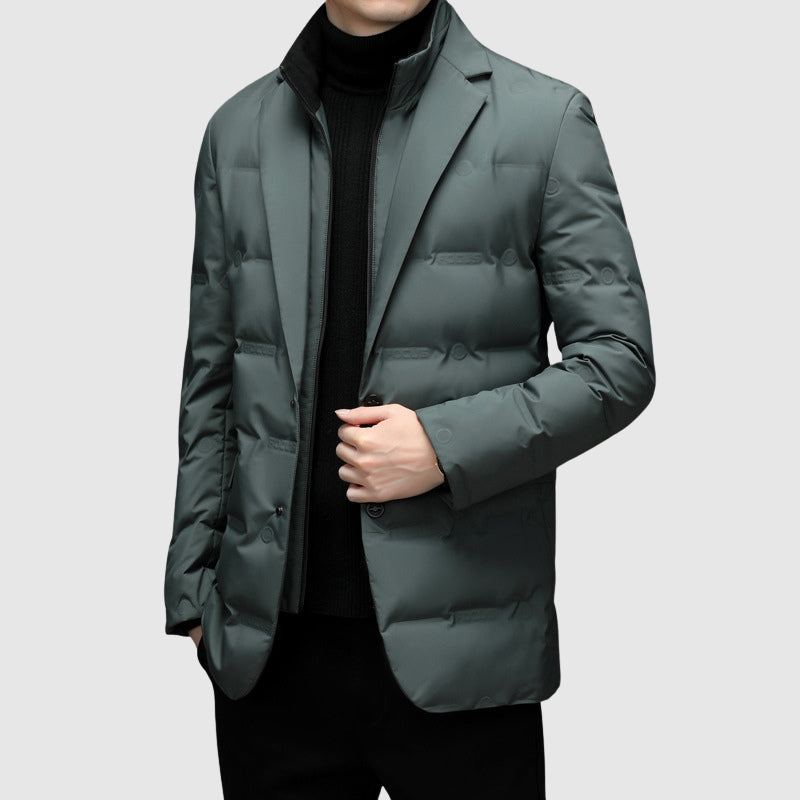 Doudoune homme en duvet zippée à col cranté 4