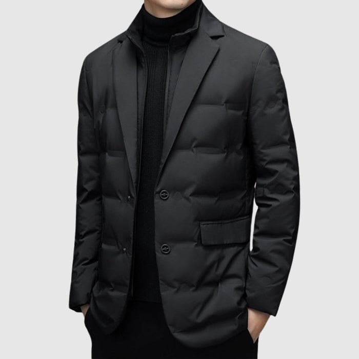 Doudoune homme en duvet zippée à col cranté 6