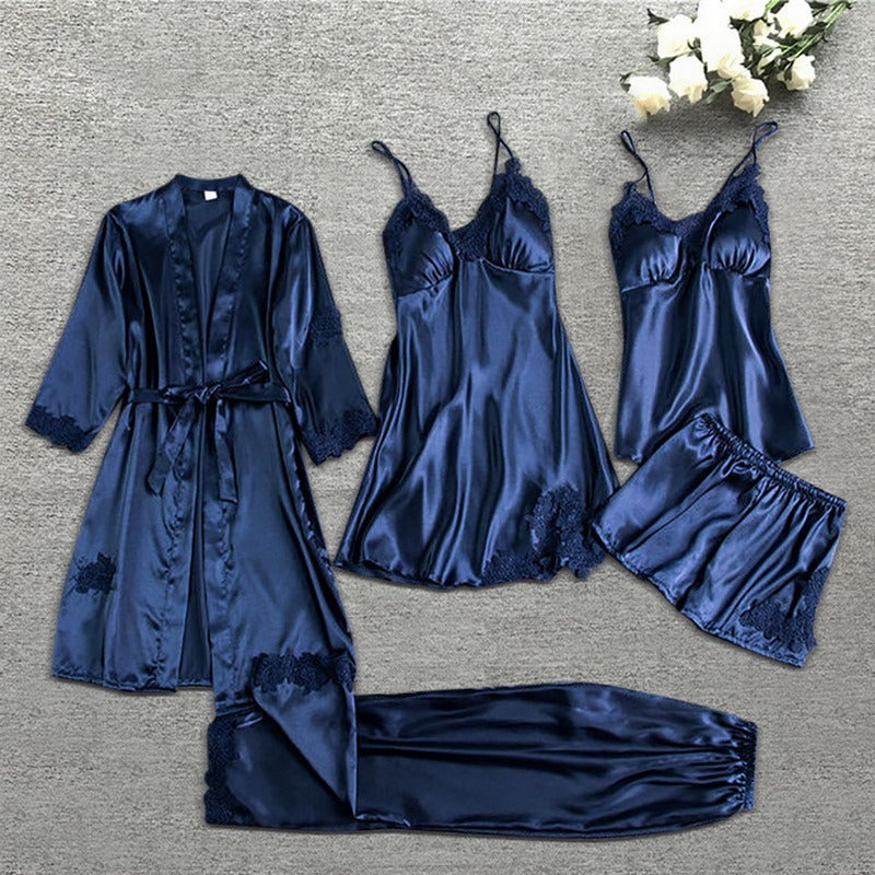 Ensemble pyjama satin femme en dentelle, plusieurs pièces 1