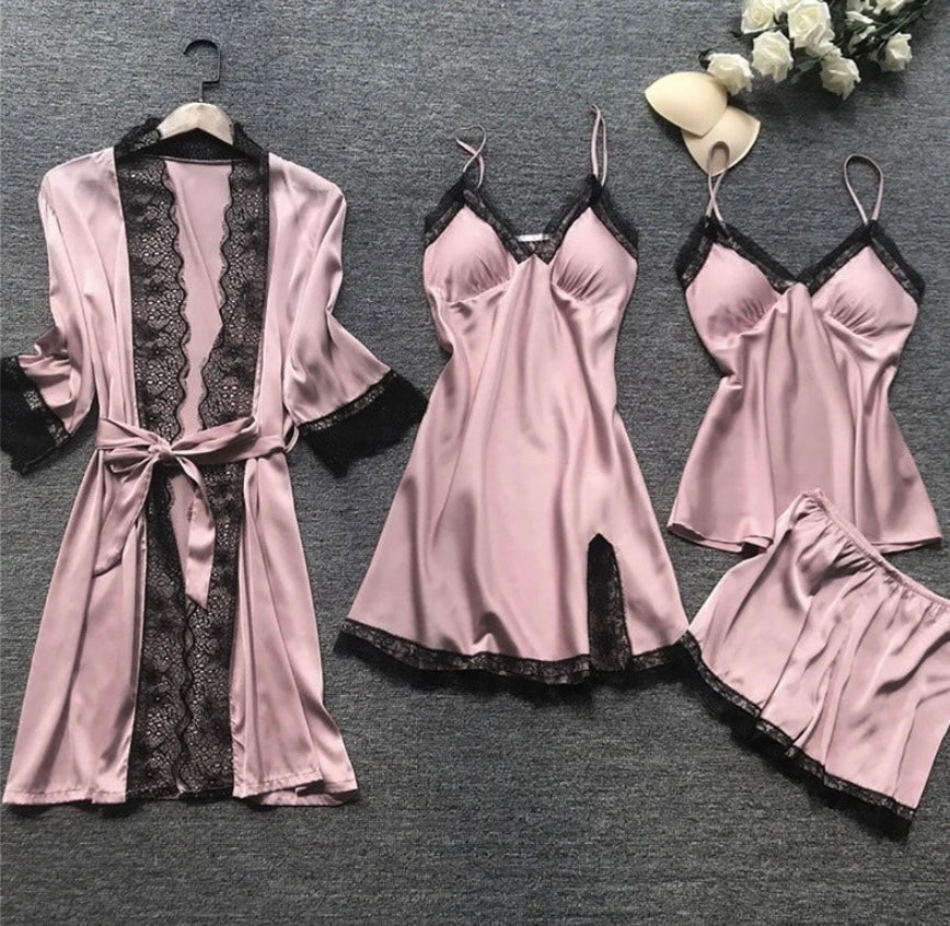 Ensemble pyjama satin femme en dentelle, plusieurs pièces 5
