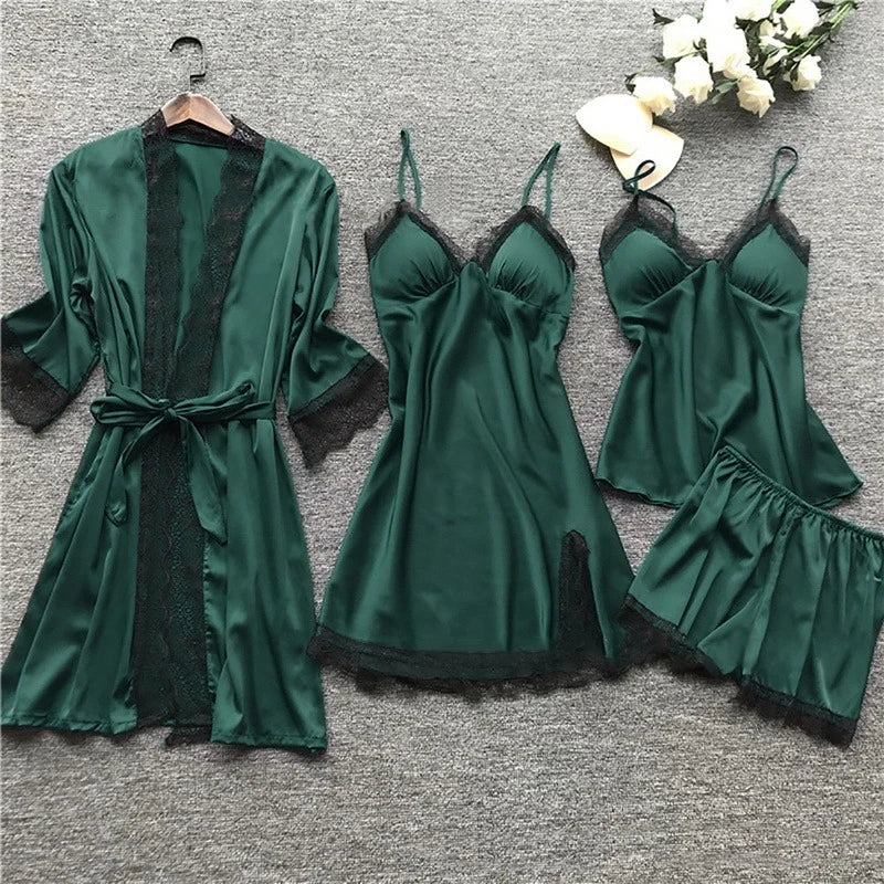 Ensemble pyjama satin femme en dentelle, plusieurs pièces 6