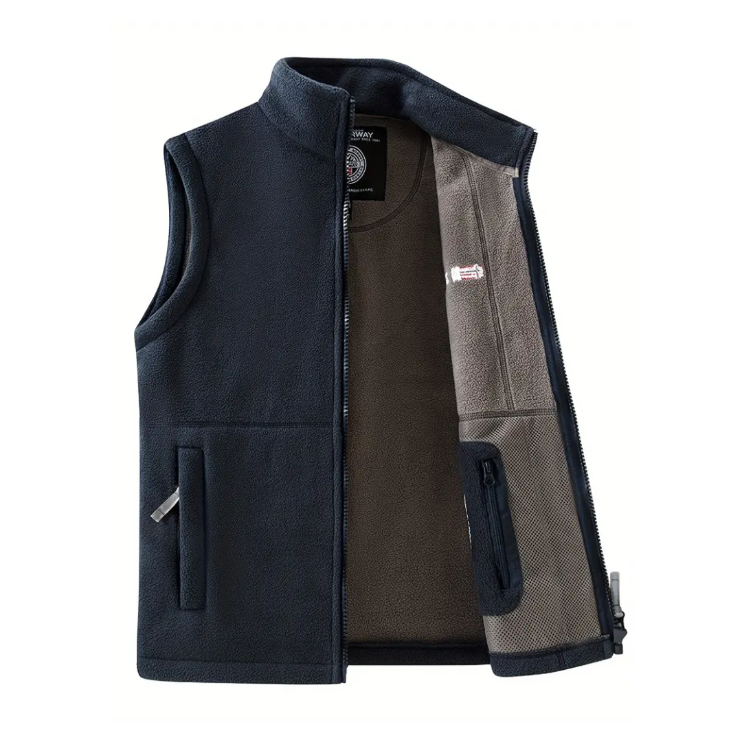 Gilet polaire homme sans manches à col montant et poches zippées 1