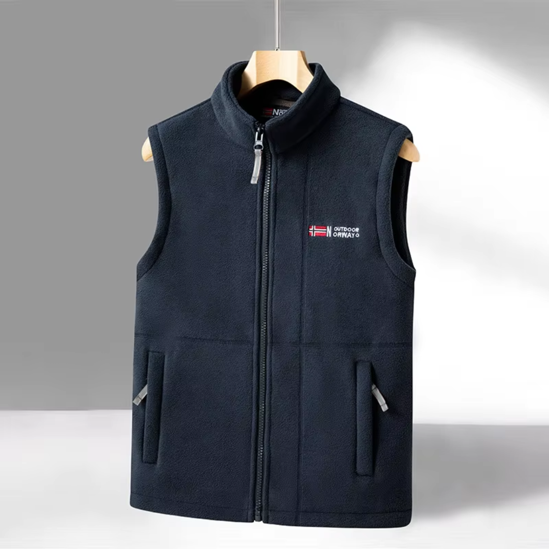Gilet polaire homme sans manches à col montant et poches zippées 11
