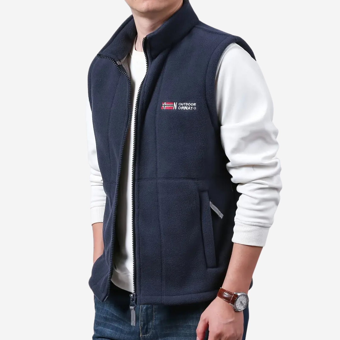 Gilet polaire homme sans manches à col montant et poches zippées 12