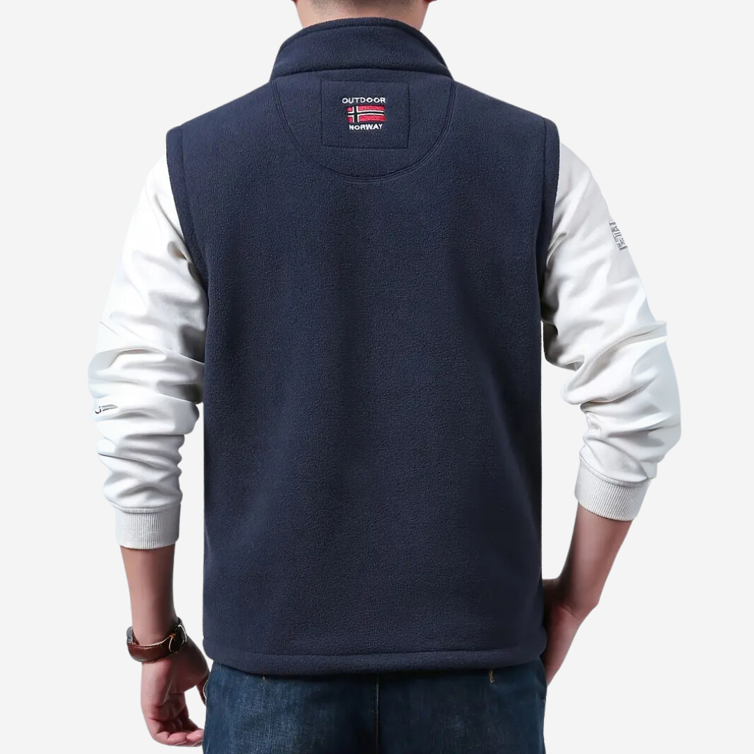 Gilet polaire homme sans manches à col montant et poches zippées 13