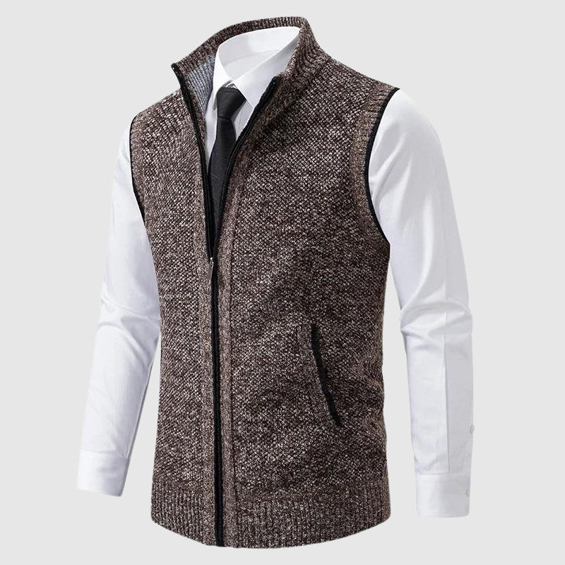 Gilet sans manches homme zippé en maille à col montant 2