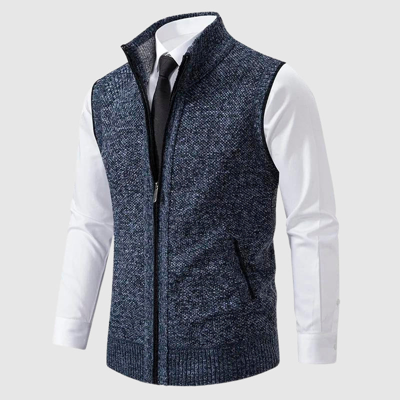 Gilet sans manches homme zippé en maille à col montant 3