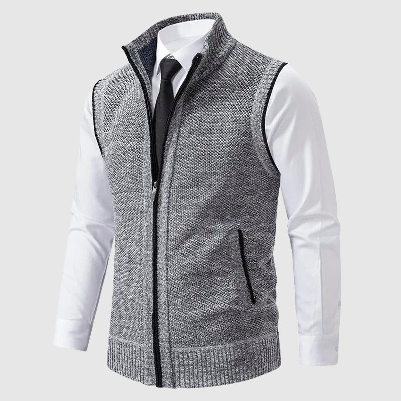 Gilet sans manches homme zippé en maille à col montant 4