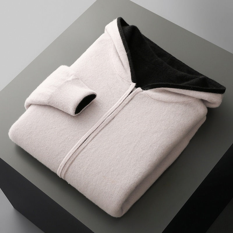 Gilet zippé à capuche homme en laine à manches longues 4